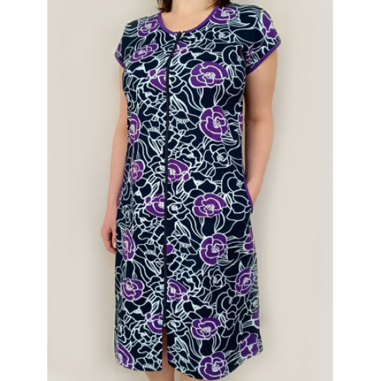 Халат на блискавці з коротким рукавом