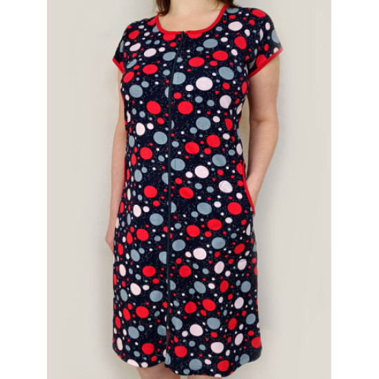 Халат на блискавці з коротким рукавом